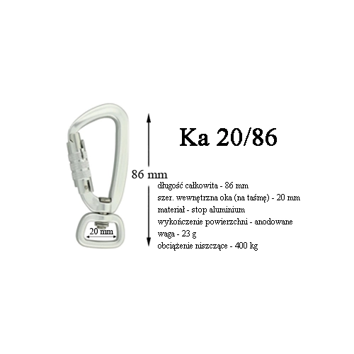 karabińczyk aluminiowy 20mm/86mm