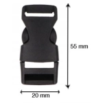 klamra plastikowa czarna 20 mm/55 mm - bez ząbków antypoślizgowych - dostępne 5 szt.